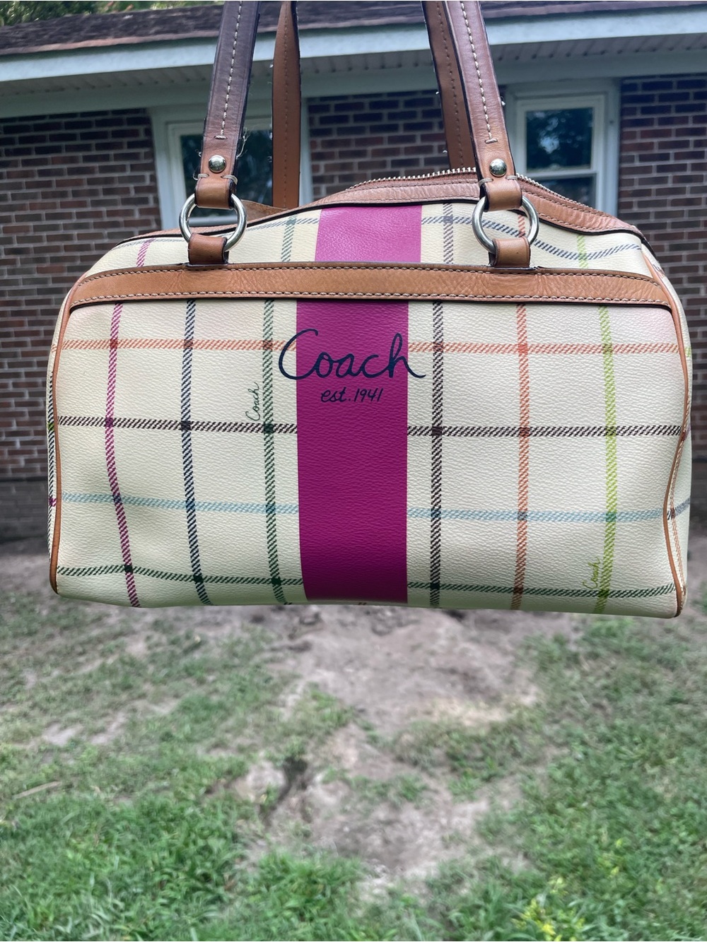Coach Tattersall VINTAGE plaid satchel style F14791 COA INCLUDED